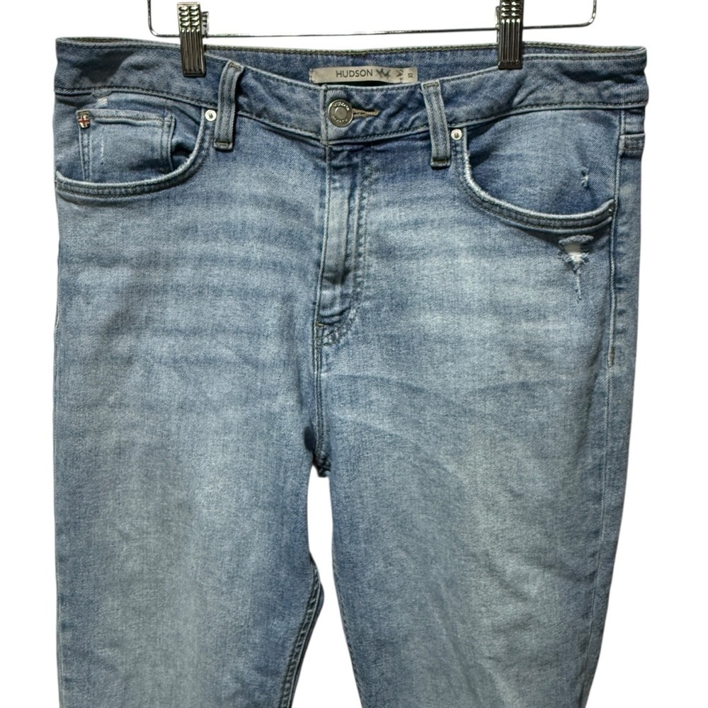 Hudson Collin Mid Rise Skinny Flap Pocket Jeans Size 32 Light Wash Denim Stretch - Picture 4 of 13